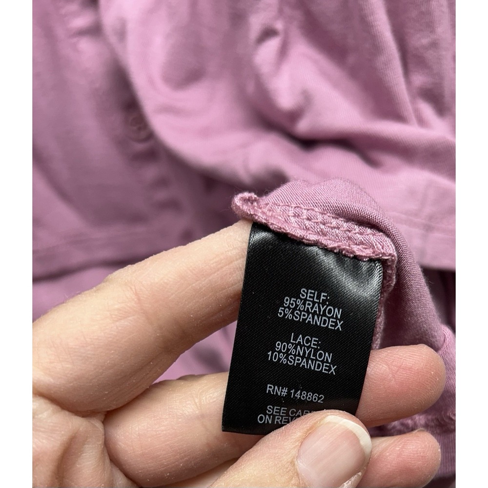 Torrid Women's 2X Pink Babydoll Lace Supersoft Mix Tier Button Up Long Sleeve(I3 - Picture 4 of 6